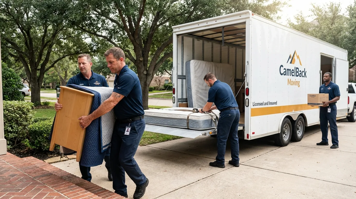 Crew loading residential truck for cross-state move from Jasper, AL